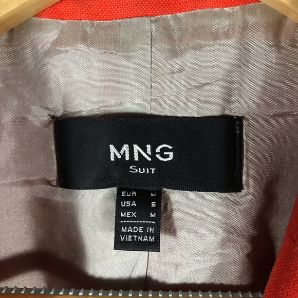 โSoldโ MNG Suit Cotton/Linens Blazer Jacket Orange - Picture 3 of 8